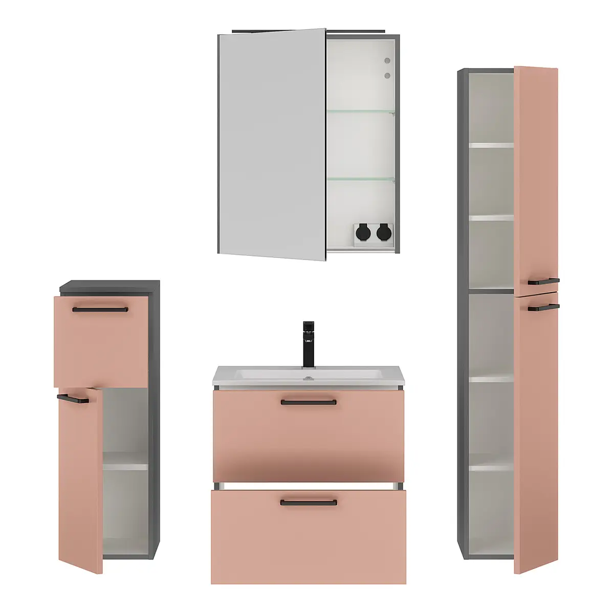 Badezimmerset MYBA XVII 4-teilig 120cm Pink/Altrosa | Rosa