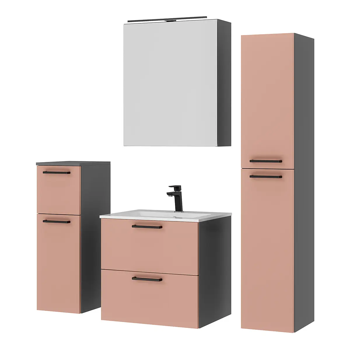 Badezimmerset MYBA XVII 4-teilig 120cm Pink/Altrosa | Rosa