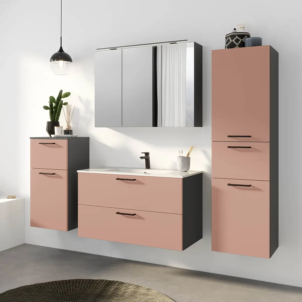 Badezimmerset MYBA XVII 4-teilig 190cm Pink/Altrosa | Rosa