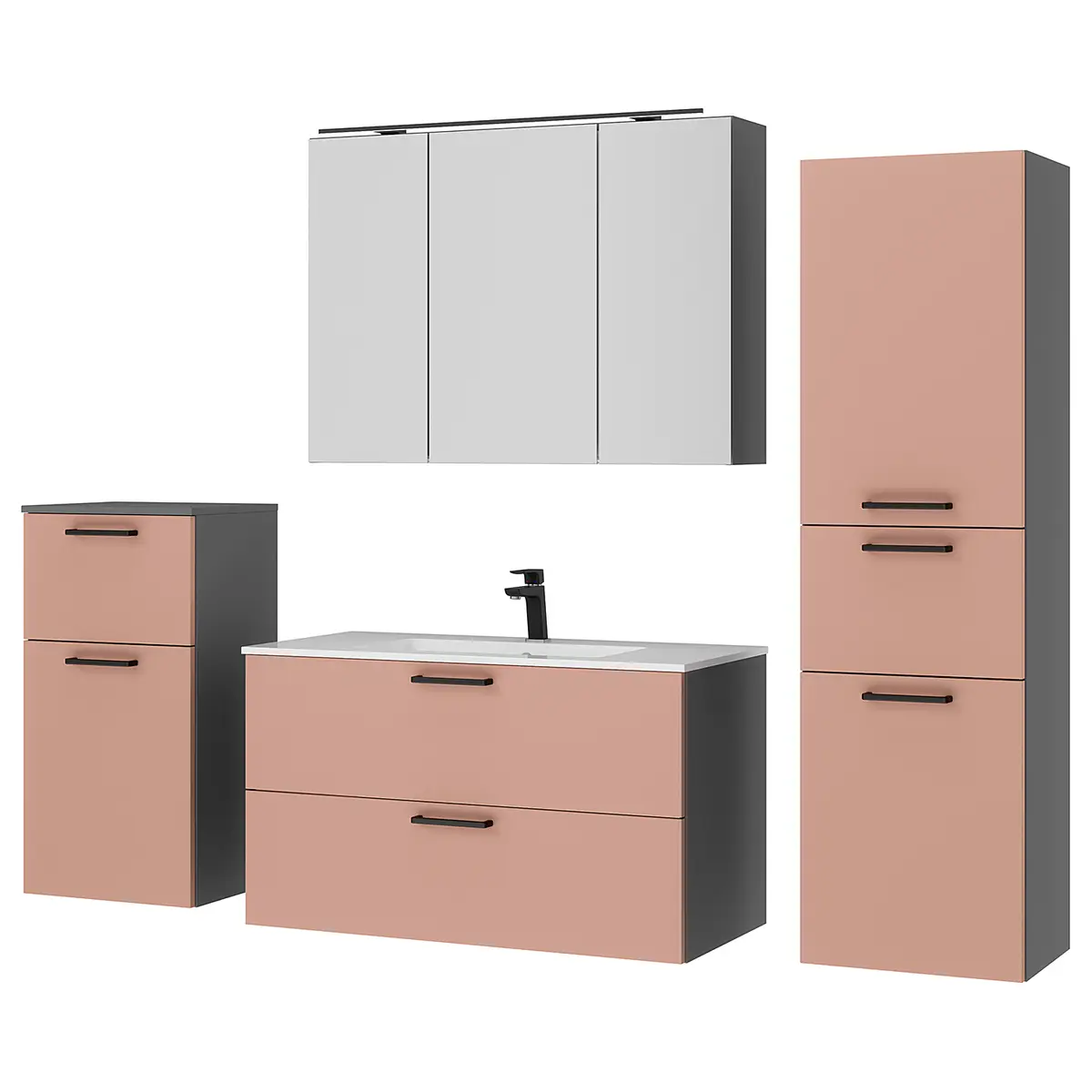 Badezimmerset MYBA XVII 4-teilig 190cm Pink/Altrosa | Rosa