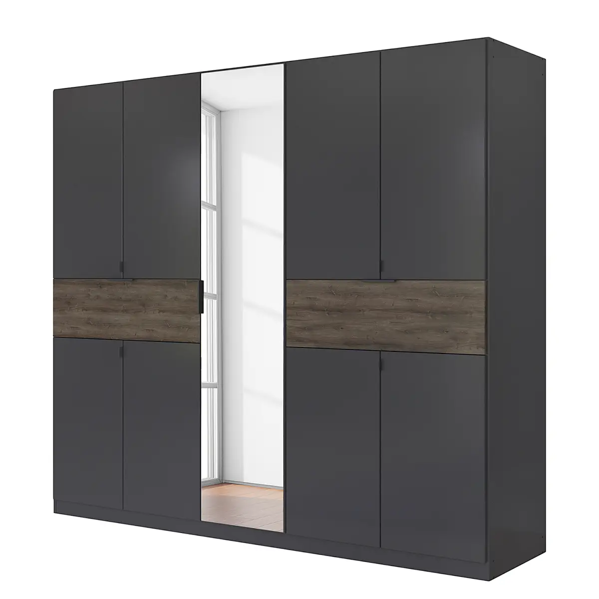 rauch Blue Drehtürenschrank Ticao Spiegel&Softclose 226cm | Grau