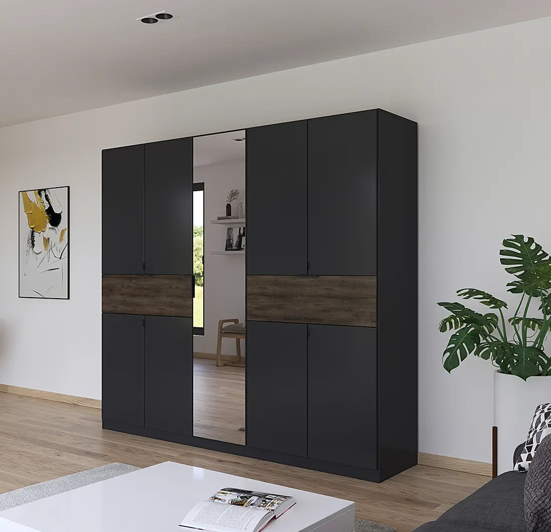 rauch Blue Drehtürenschrank Ticao Spiegel&Softclose 226cm | Grau