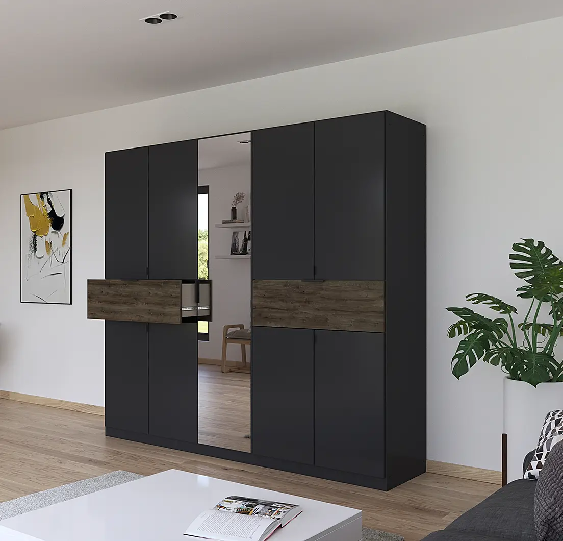 rauch Blue Drehtürenschrank Ticao Spiegel&Softclose 226cm | Grau