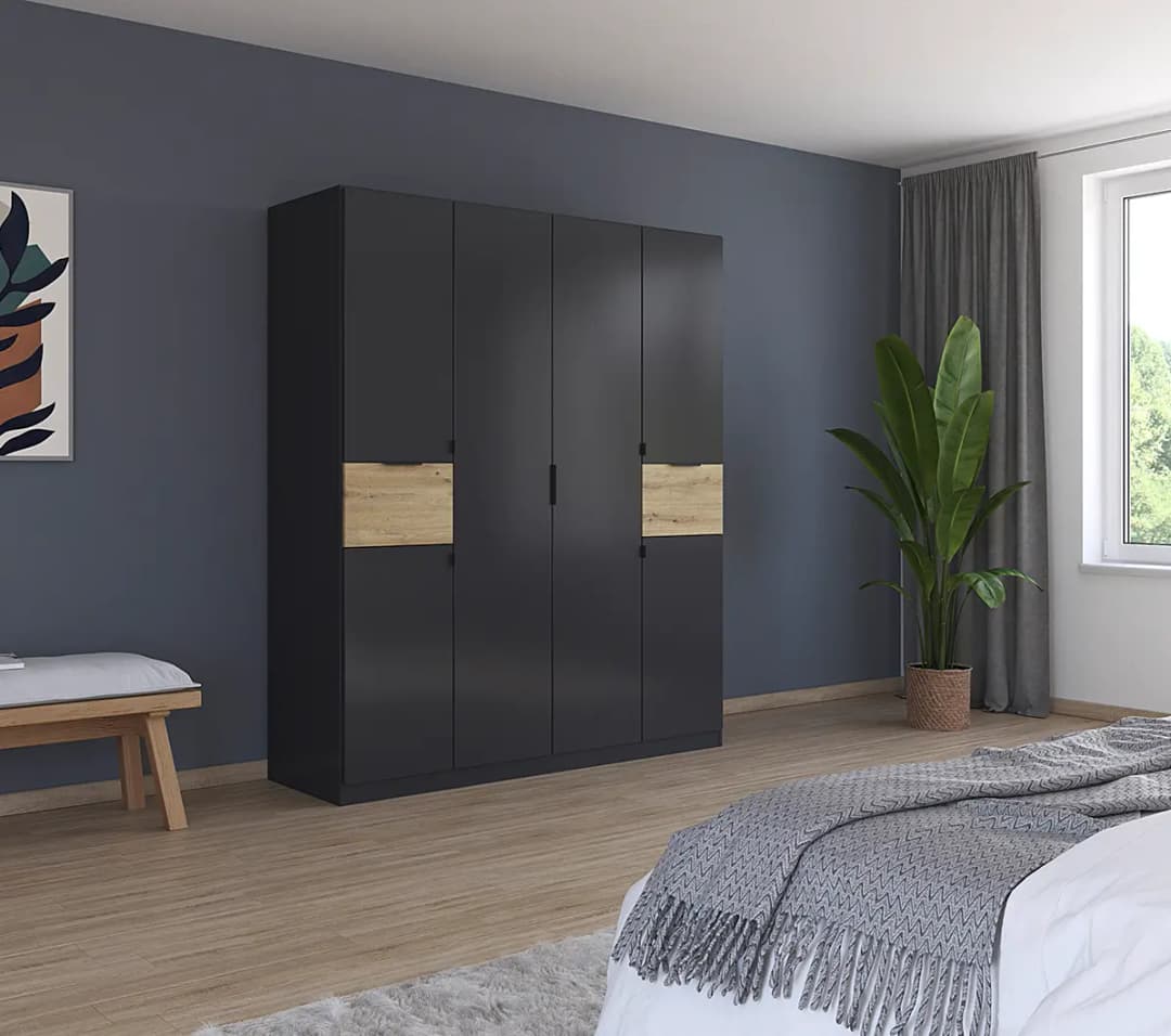 rauch Blue Drehtürenschrank Ticao 181cm Grau/Graumetallic/Eiche