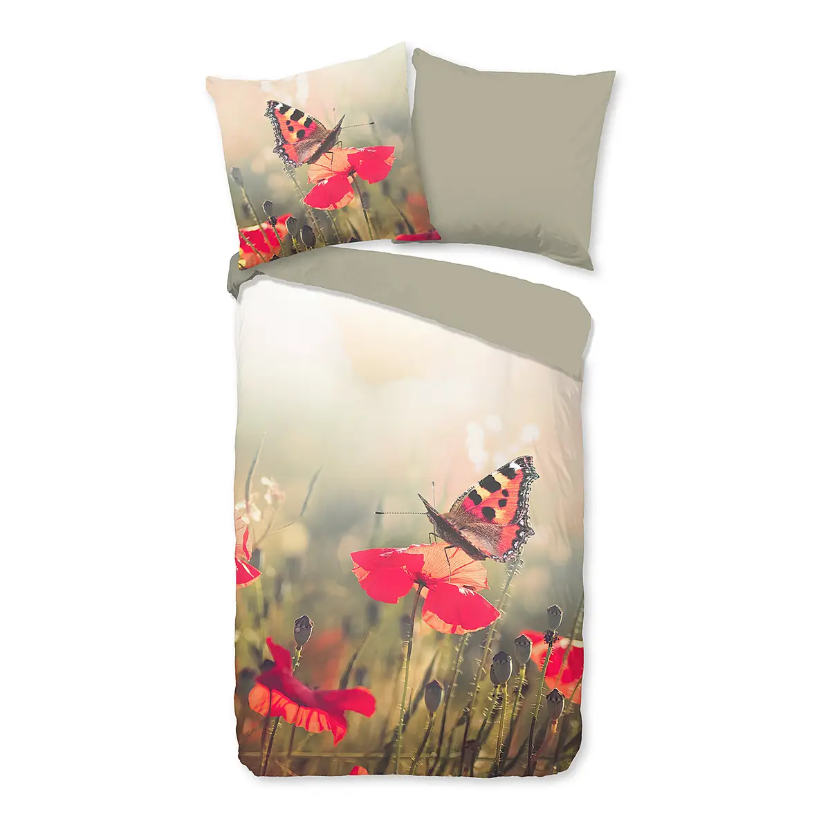 Good morning Renforcé Bettwäsche Poppies 155 x 220 cm + Kissen 80 x