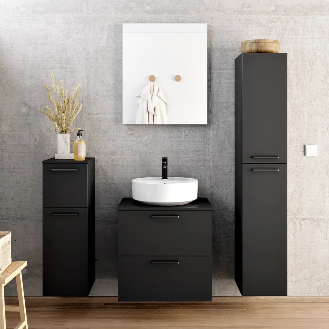 Badezimmerset MYBA LV 2-teilig 60cm Schwarz/Matt Schwarz | Schwarz