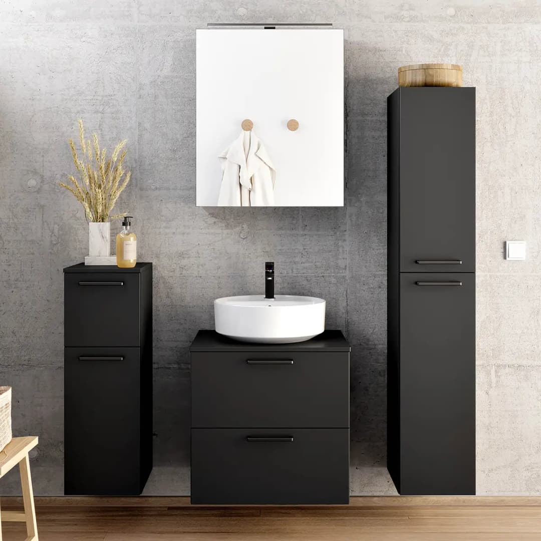 Badezimmerset MYBA LVII 2-teilig 60cm Schwarz/Matt Schwarz | Schwarz