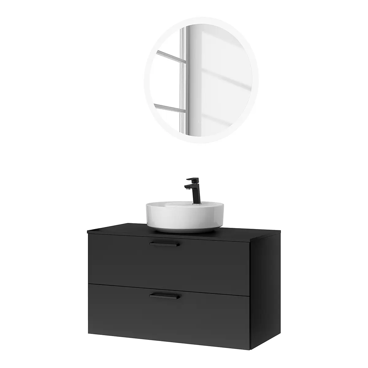 Badezimmerset MYBA LXXI 2-teilig 100cm Schwarz/Matt Schwarz