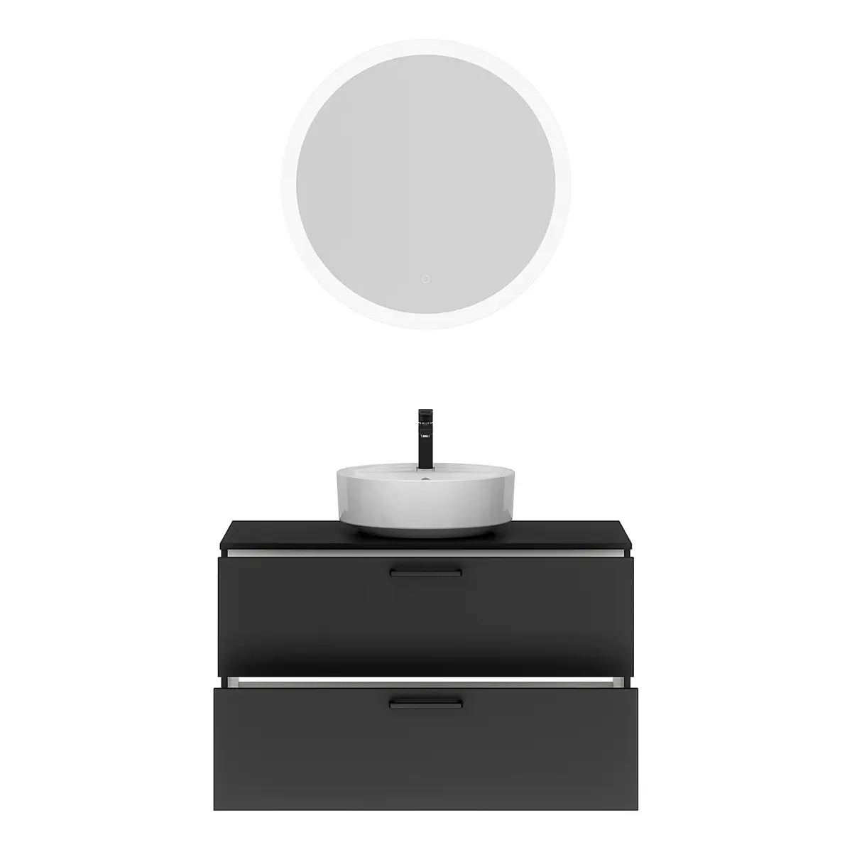 Badezimmerset MYBA LXXI 2-teilig 100cm Schwarz/Matt Schwarz