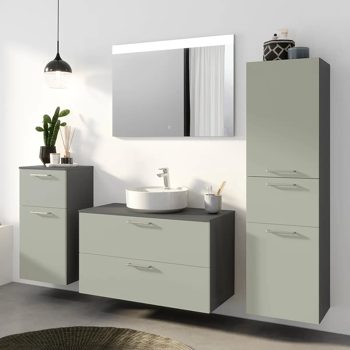 Badezimmerset MYBA LVIII 4-teilig 190cm Grün/Beigegrün | Grün