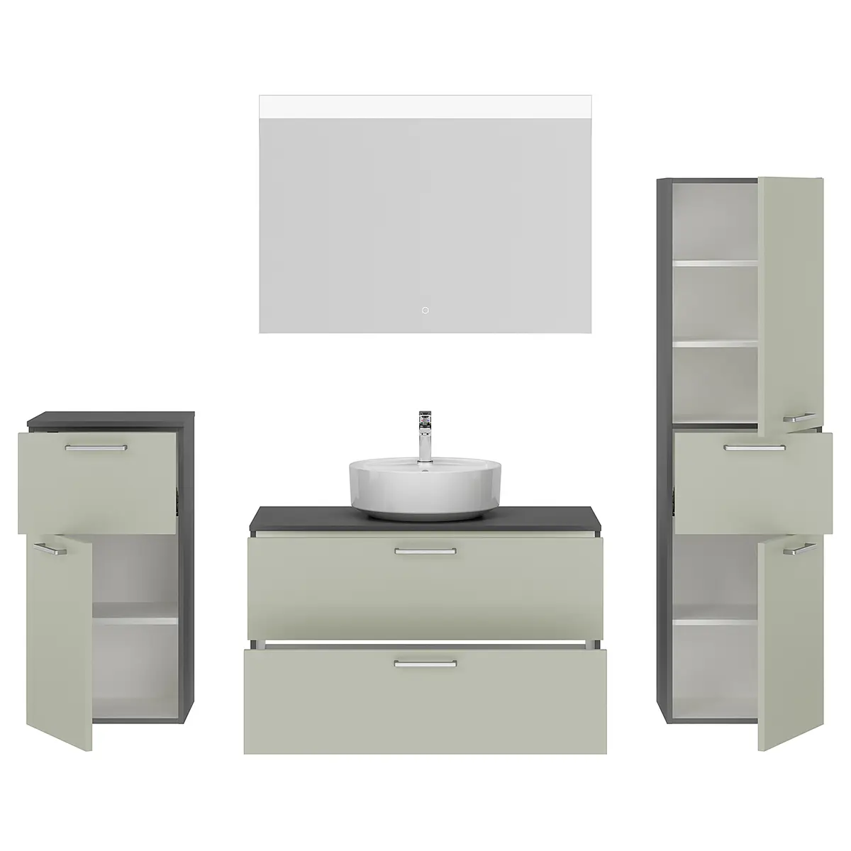Badezimmerset MYBA LVIII 4-teilig 190cm Grün/Beigegrün | Grün