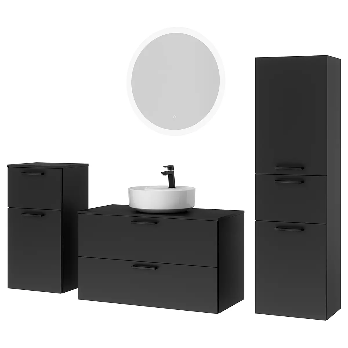 Badezimmerset MYBA LXXIII 4-teilig 190cm Schwarz/Matt Schwarz