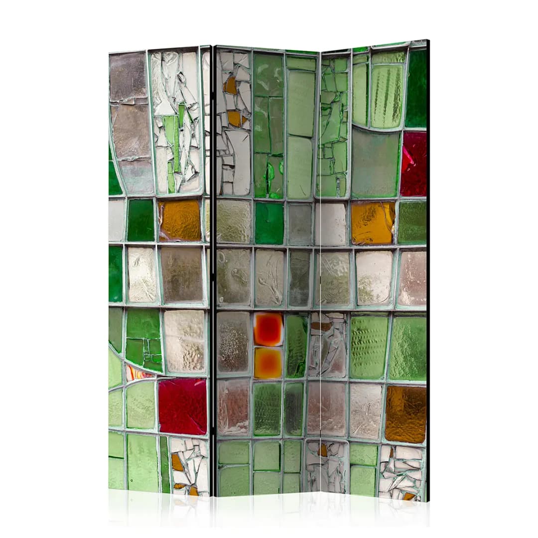 Paravent Emerald Stained Glass Akustik Vlies auf Massivholz