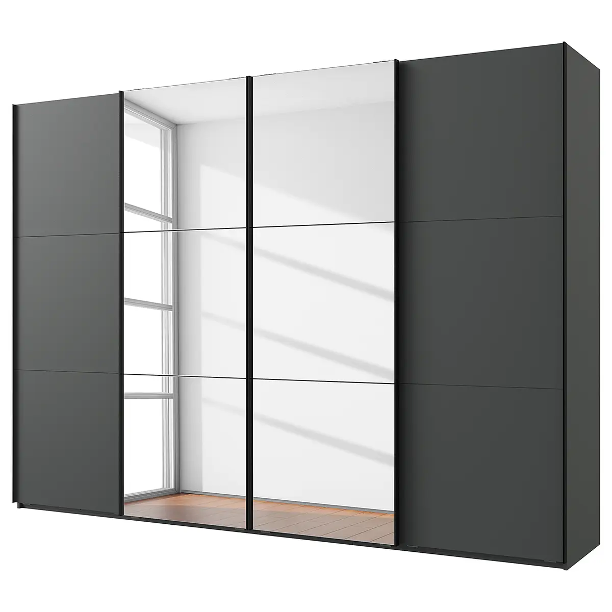 Schwebetürenschrank Level36 216 cm Typ C Grau/Graphit Schwarz
