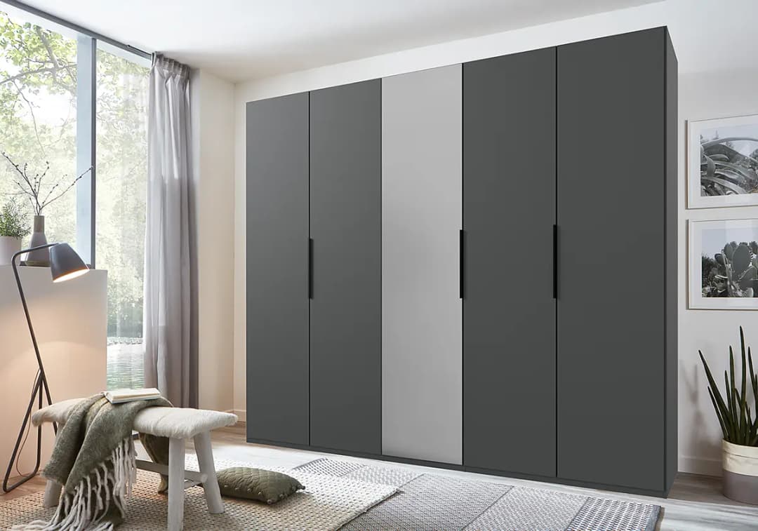 Drehtürenschrank Level36 - 236 cm Typ B 250cm Grau/Graphit