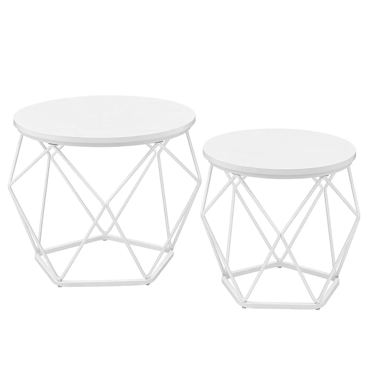 Couchtisch 2er-Set Ø 48cm | Weiß