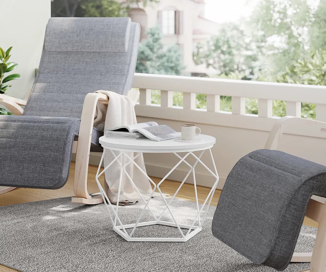 Couchtisch 2er-Set Ø 48cm | Weiß