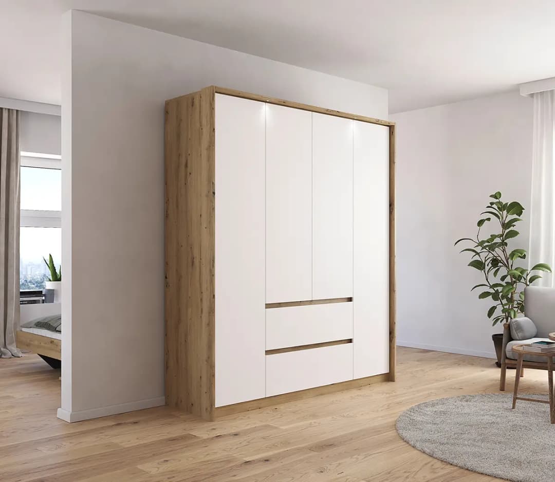 rauch Orange Drehtürenschrank mit Passepartout 185cm mit Beleuchtung