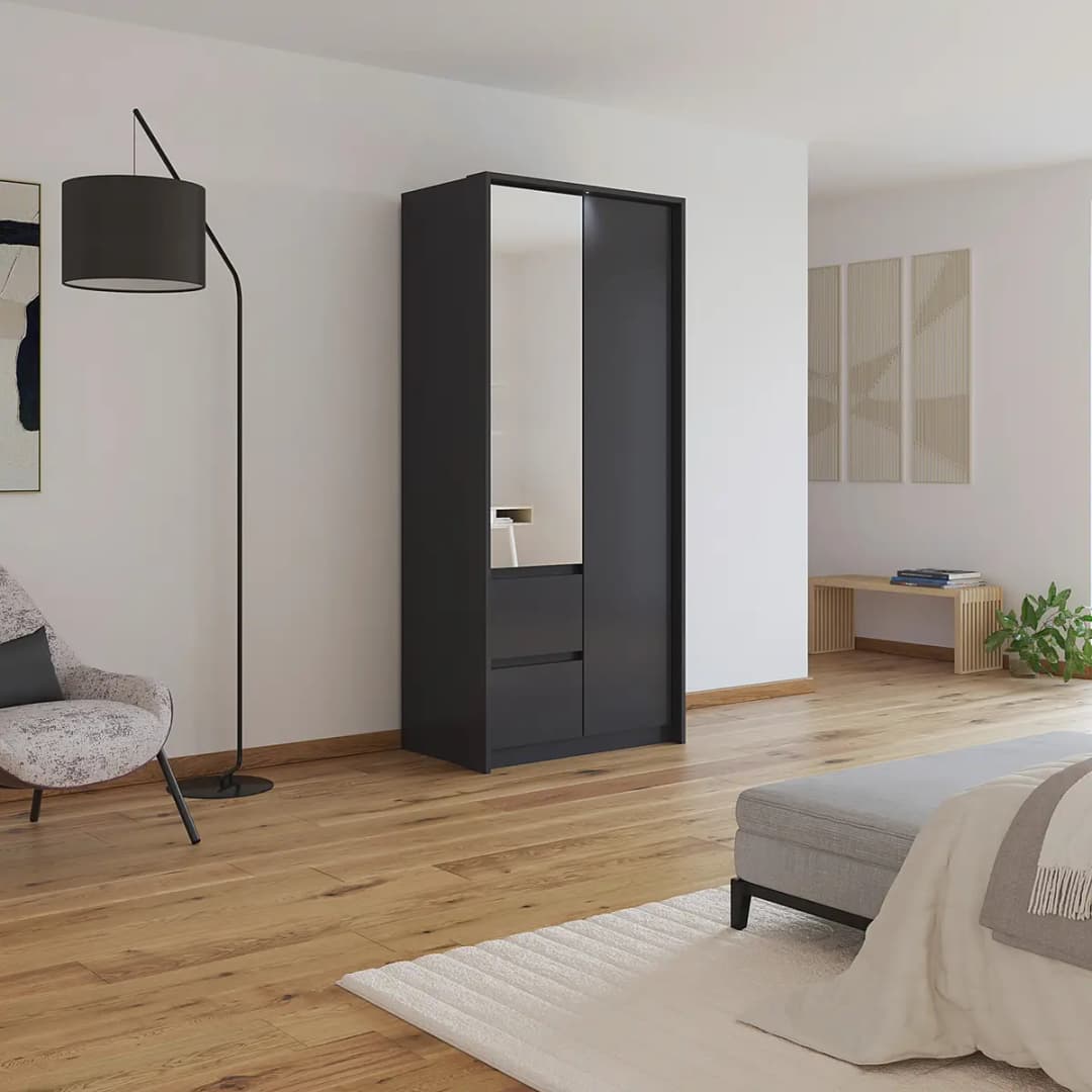 rauch Orange Drehtürenschrank mit Passepartout 96cm mit Beleuchtung
