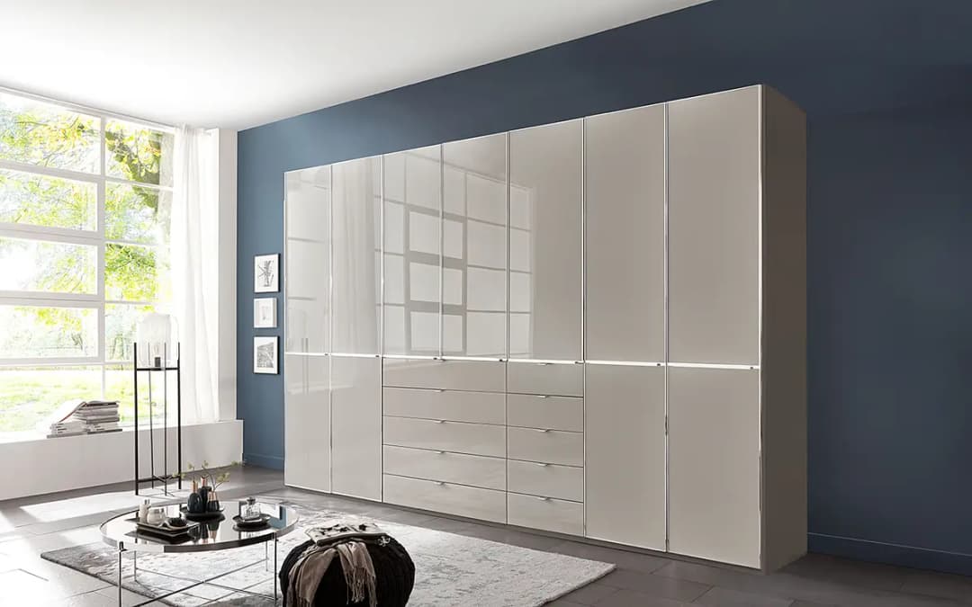 Drehtürenschrank 344 x 236cm Grau/Sandgrau | Grau