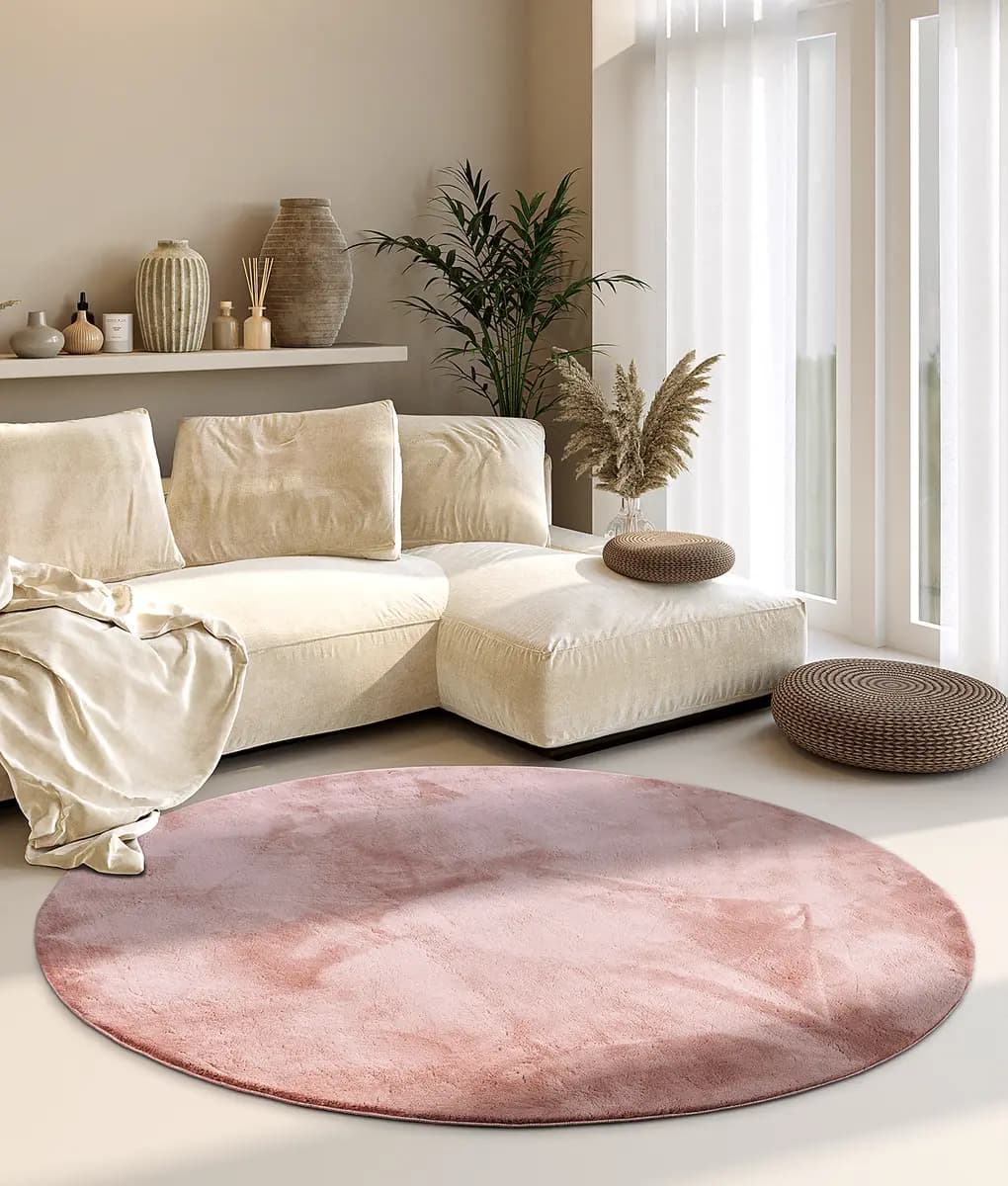Hochflorteppich Leon rund Ø 160cm Pink/Altrosa | Rosa