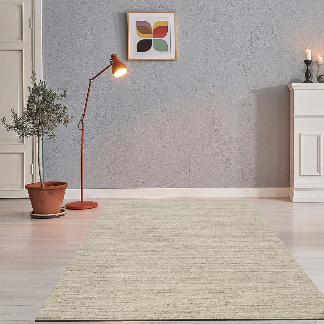 THEKO Wollteppich Pure UNI Grau/Creme 190 x 290cm | Grau