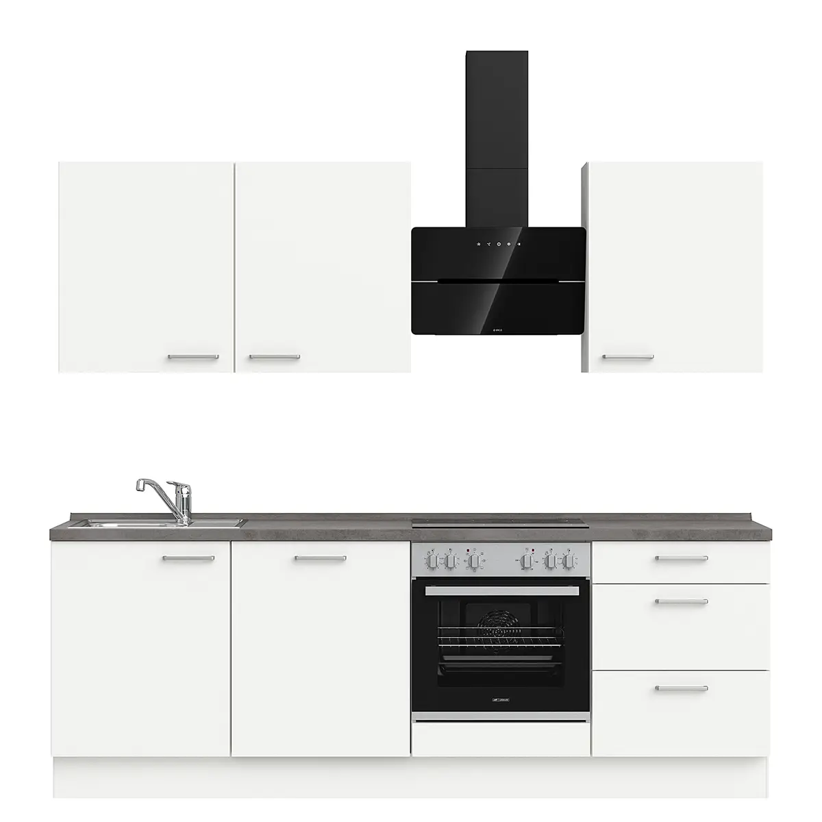 Küchenzeile High-Line Touch Variante C 240cm | Weiß
