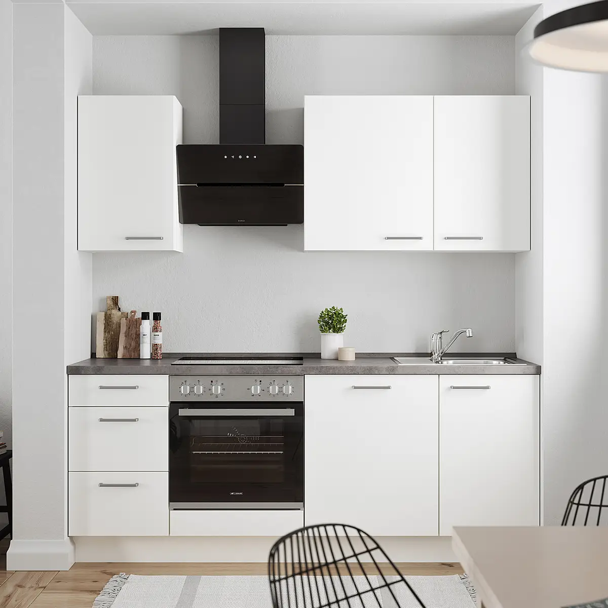 Küchenzeile High-Line Touch Variante B | Weiß