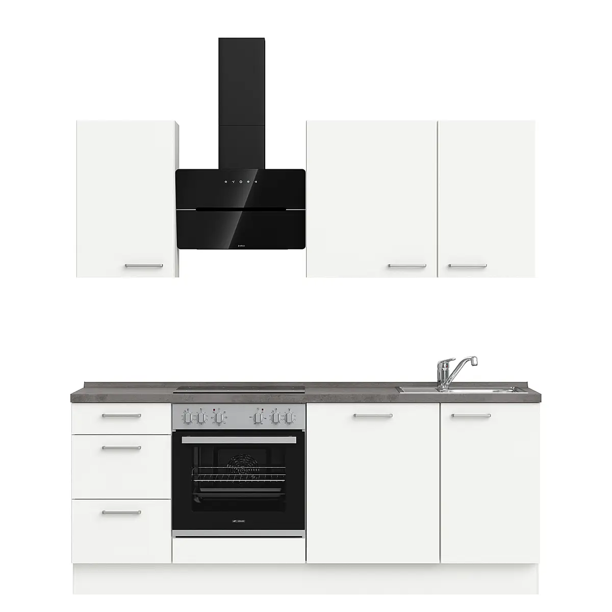 Küchenzeile High-Line Touch Variante B | Weiß