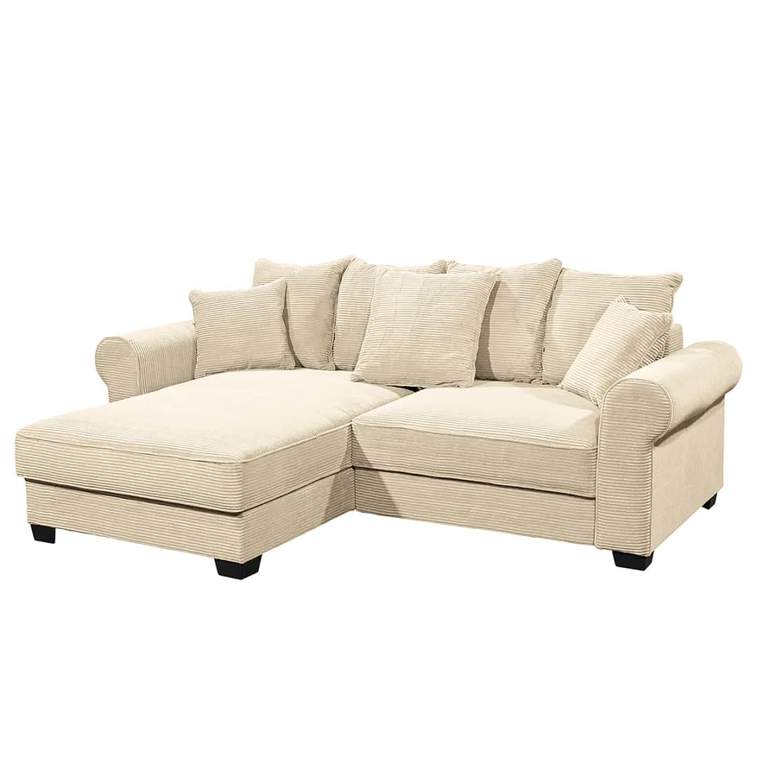 Ecksofa Callampaya Beige Cordstoff Zuri | Beige