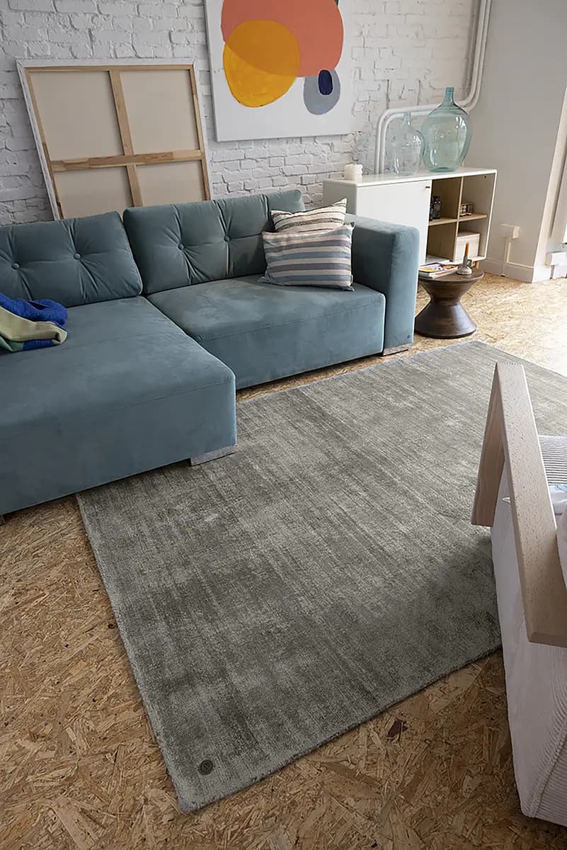 Kurzflorteppich Shine Grau/Lichtgrau 50 x 80cm 100% Viscose