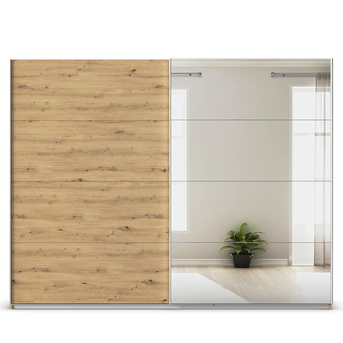 Schwebetürenschrank Spiegel 271cm Braun/Eiche Artisan Dekor | Braun