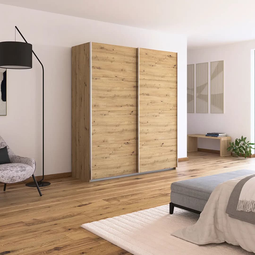 rauch Orange Schwebetürenschrank Quadra | Holztöne