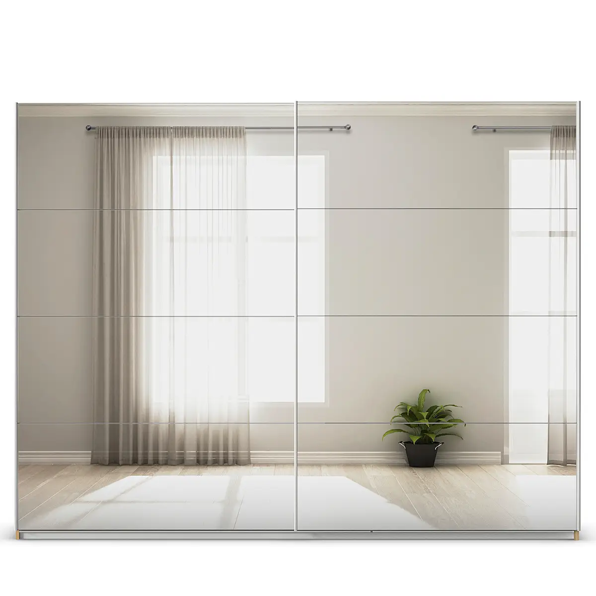 rauch Orange Schwebetürenschrank Spiegelfront 271cm Braun/Eiche