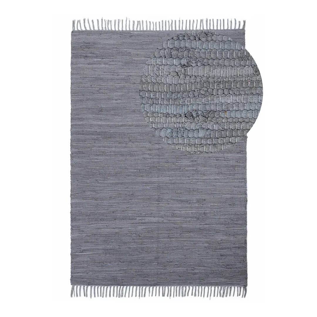 Flickenteppich Kelim Chindi Uni Grau/Lichtgrau 160 x 230cm | Grau