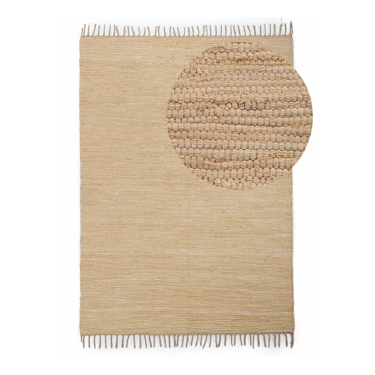 Flickenteppich Kelim Chindi Uni Beige/Beige 190 x 290cm | Beige