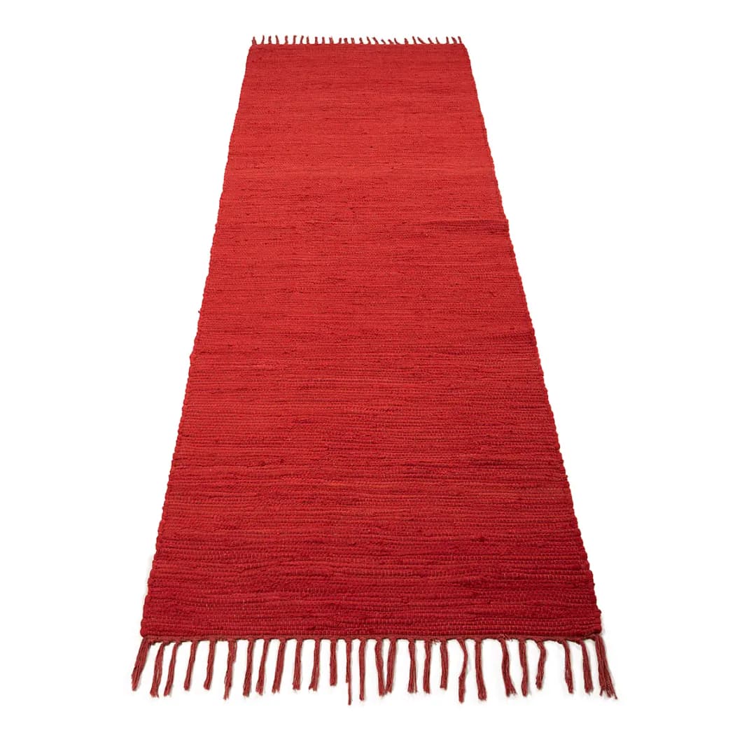 Läufer Kelim Chindi Uni 80 x 300cm Rot/Rot | Rot