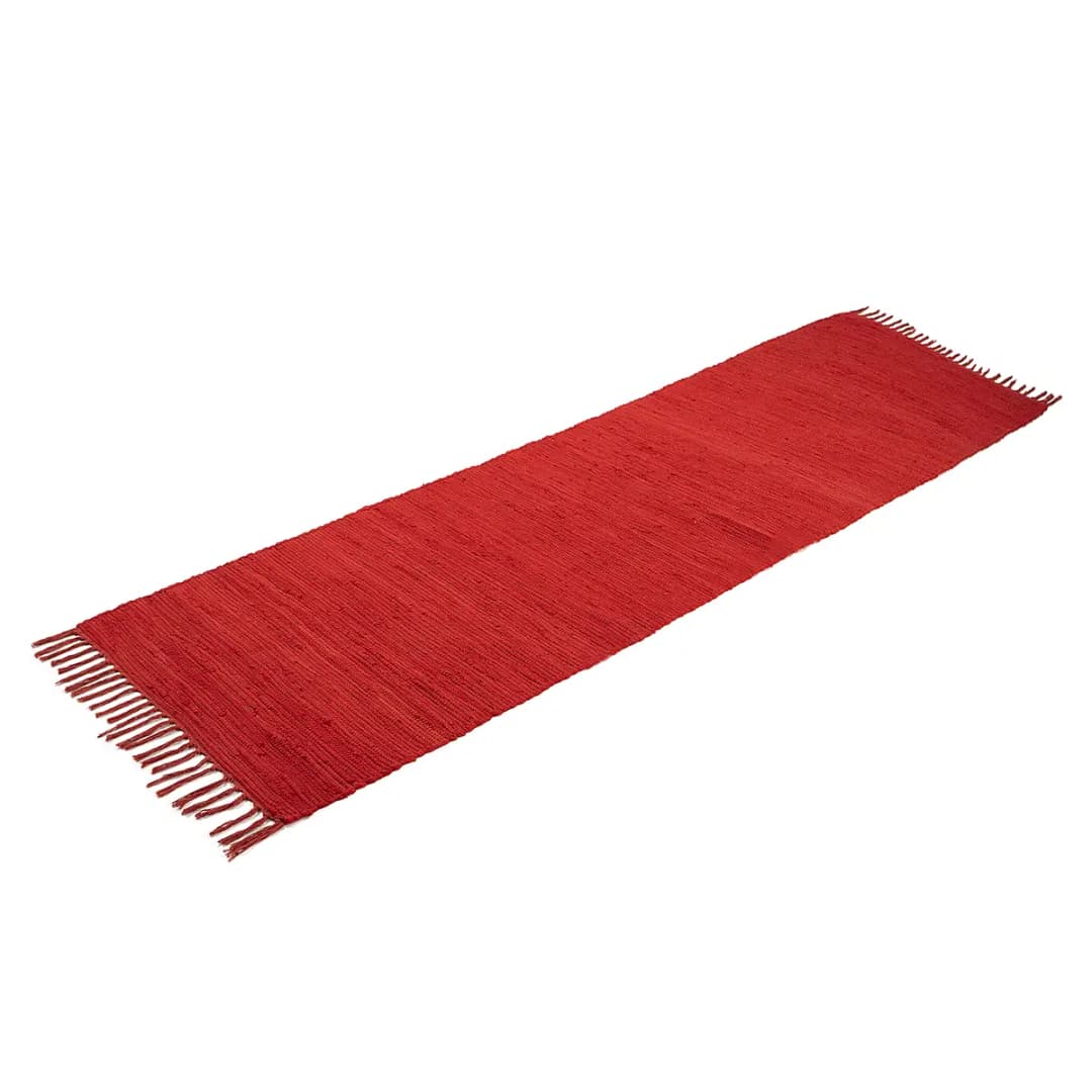 Läufer Kelim Chindi Uni 80 x 300cm Rot/Rot | Rot