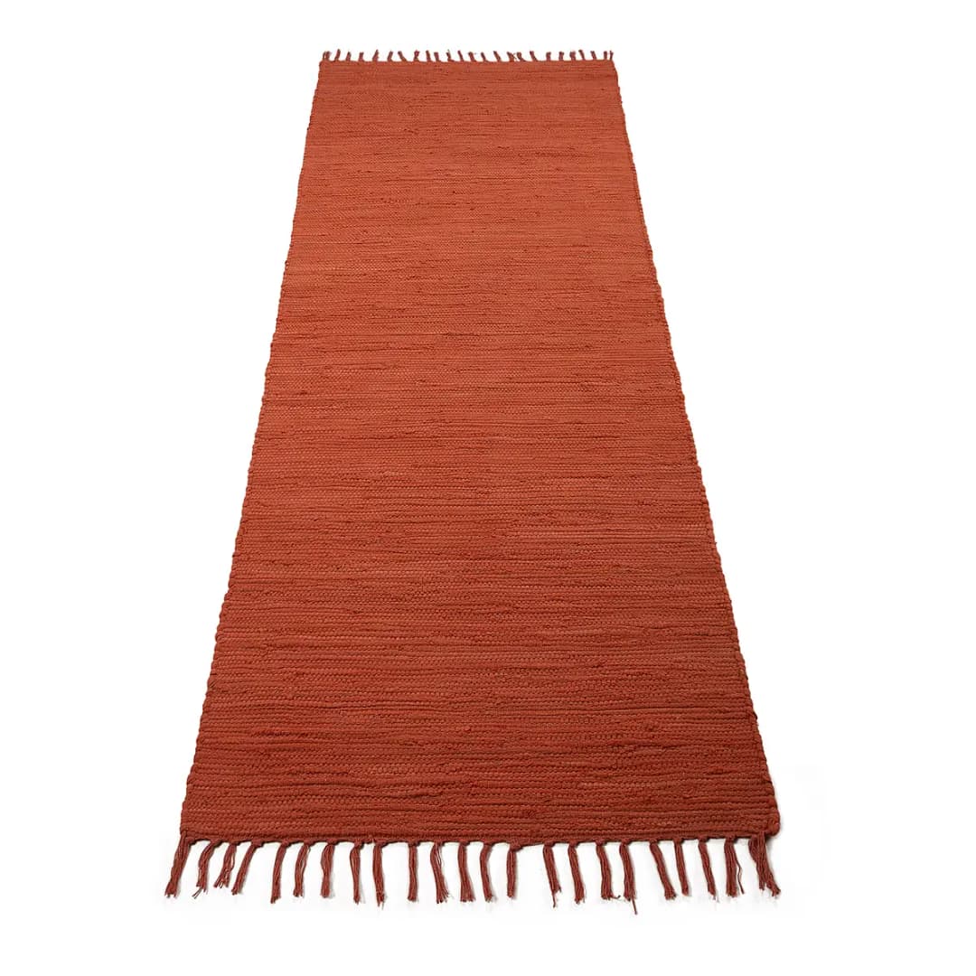 Läufer Kelim Chindi Uni 60 x 180cm Orange/Senfgelb | Orange