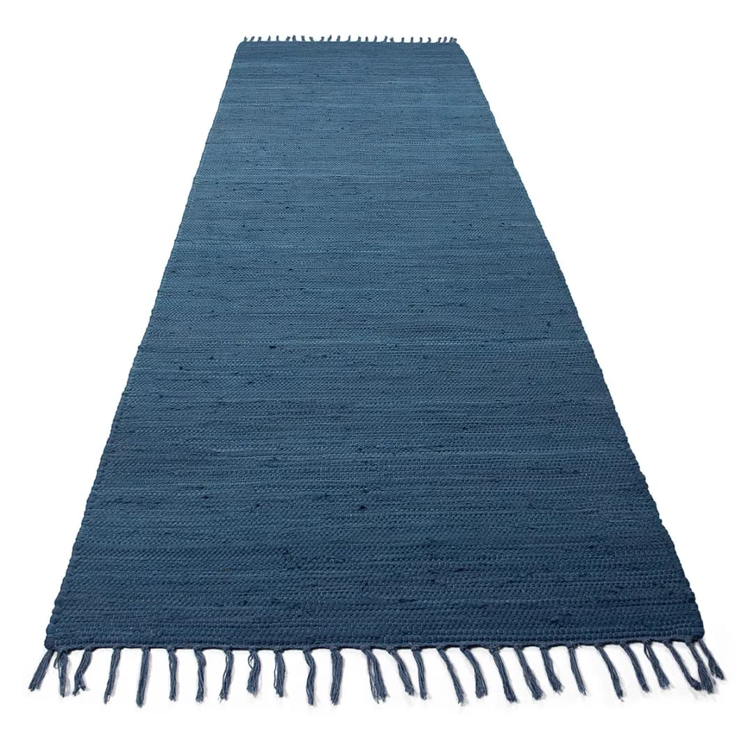 Läufer Kelim Chindi Uni 60 x 180cm Blau/Blau | Blau