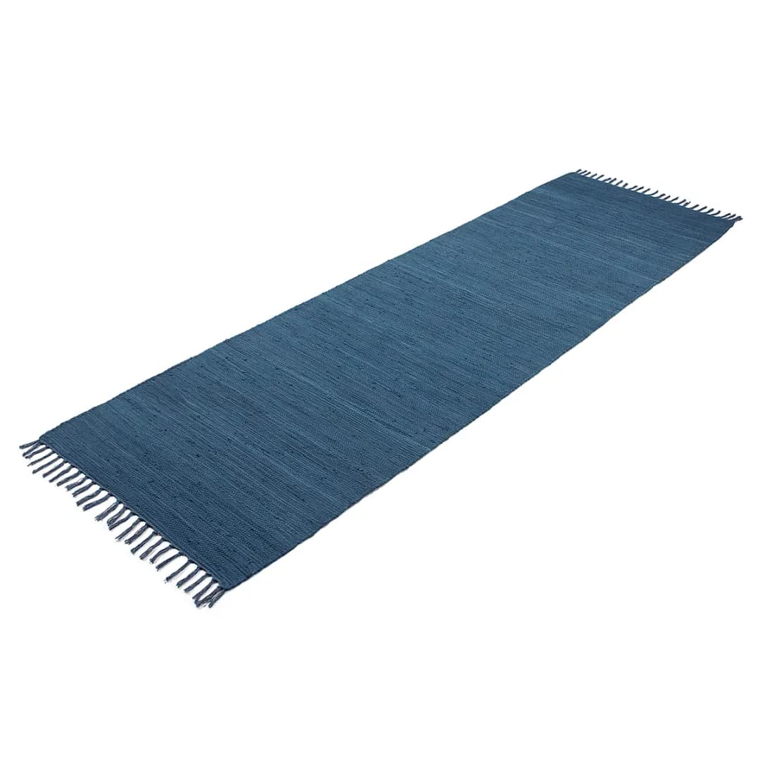 Läufer Kelim Chindi Uni 60 x 180cm Blau/Blau | Blau