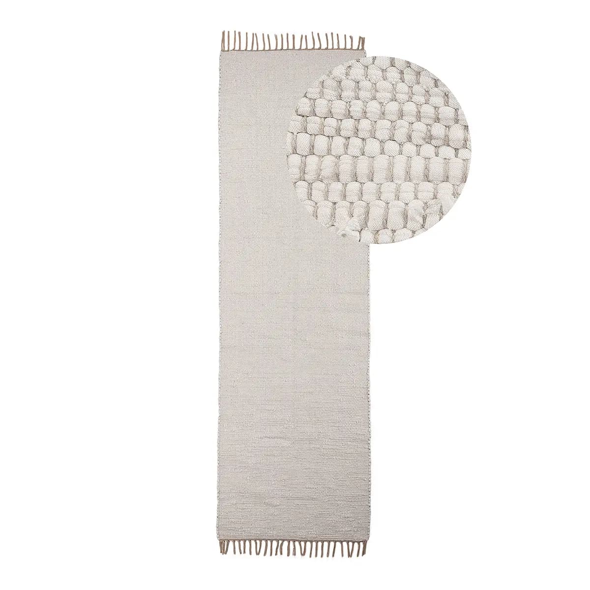 Läufer Kelim Chindi Uni 70 x 200cm Weiß/Weiß | Weiß