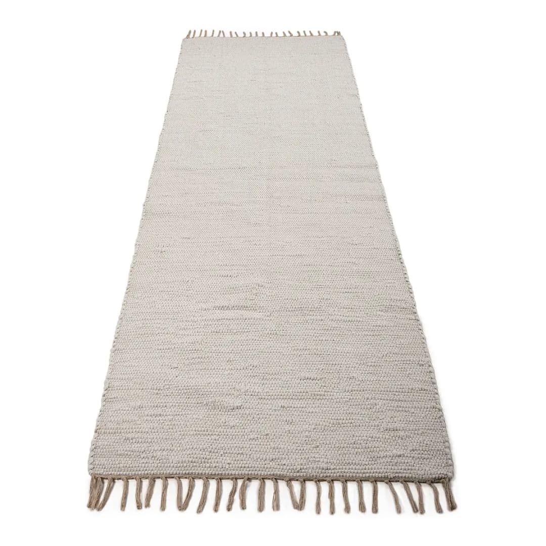 Läufer Kelim Chindi Uni 70 x 200cm Weiß/Weiß | Weiß