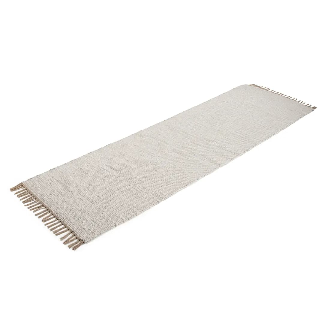 Läufer Kelim Chindi Uni 70 x 200cm Weiß/Weiß | Weiß