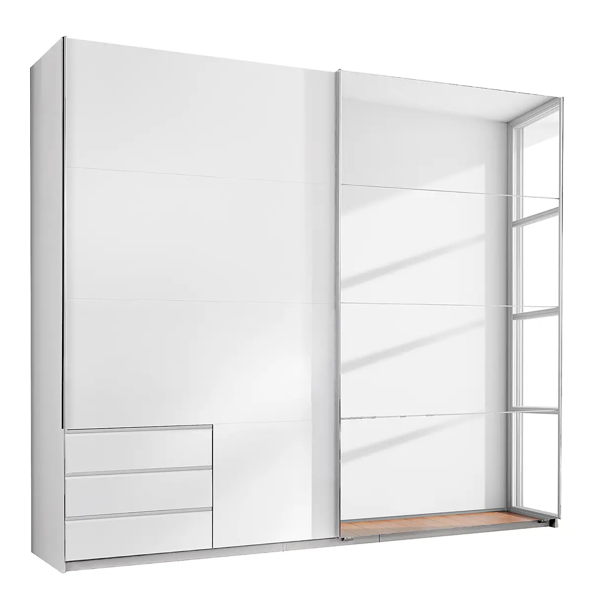 Schwebetürenschrank Seattle 225cm Weiß/Weiß | Weiß