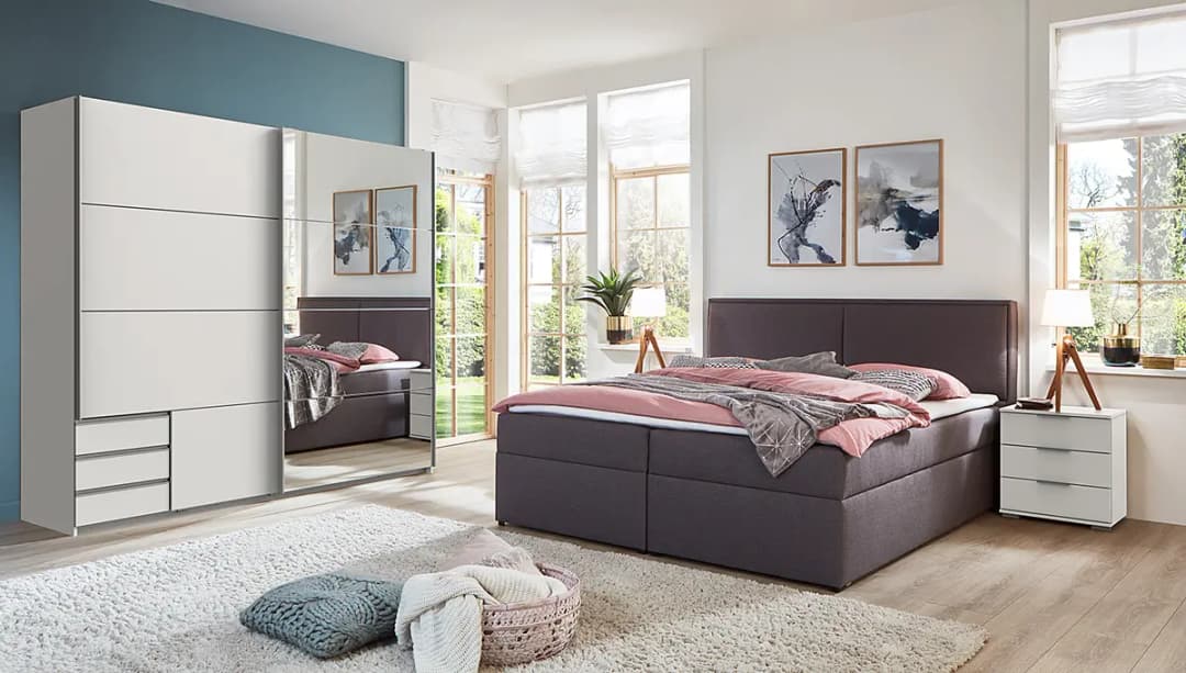 Schwebetürenschrank Seattle 225cm Weiß/Weiß | Weiß