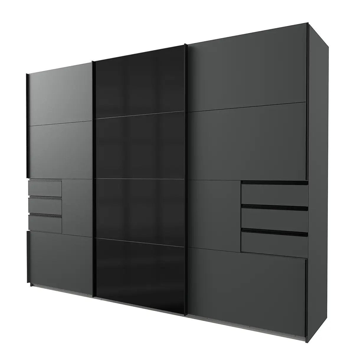 Schwebetürenschrank Saigon | Schwarz