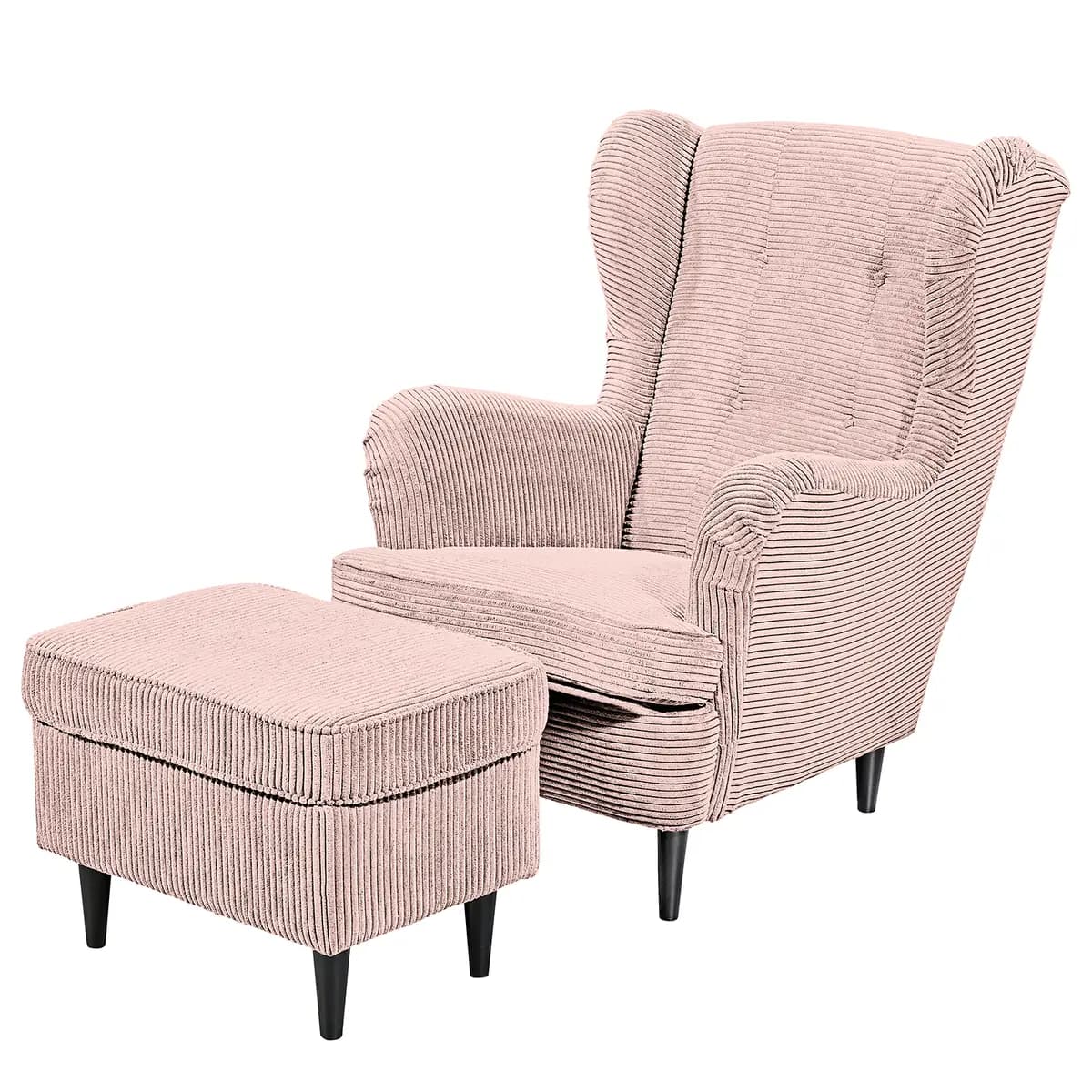 Fredriks Sessel Zuri mit Hocker | Rosa