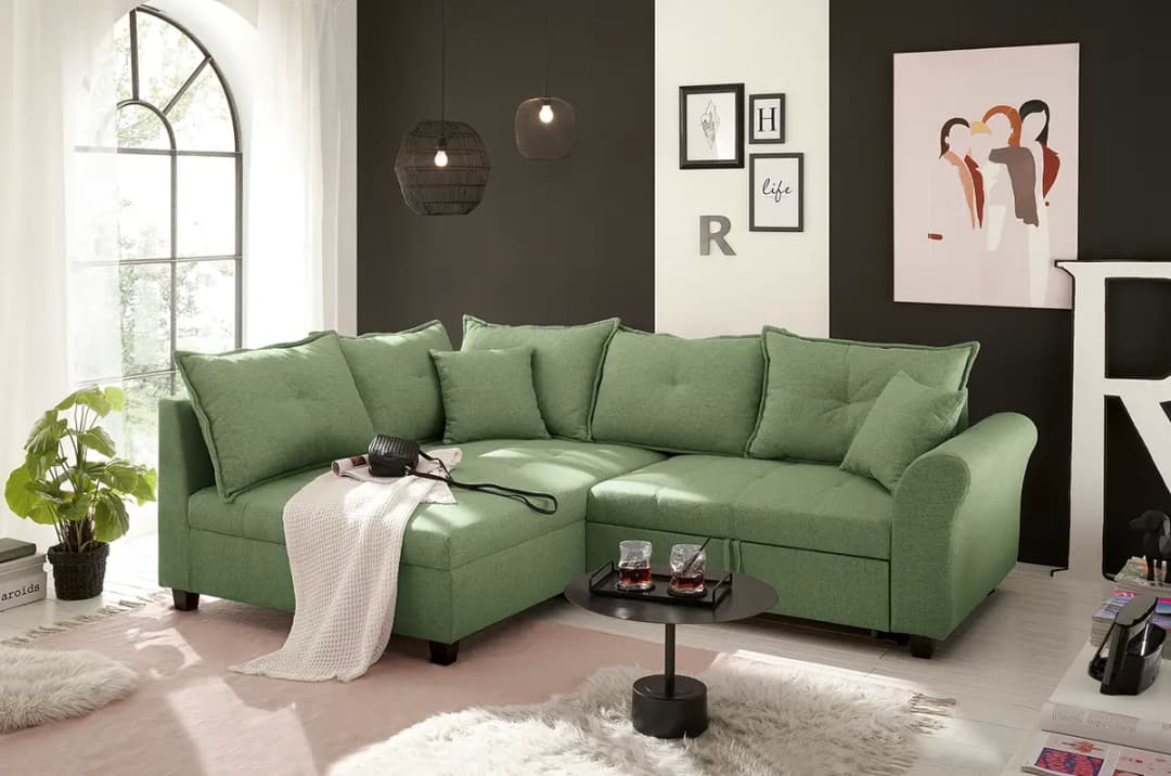 Ecksofa Sassano | Grün