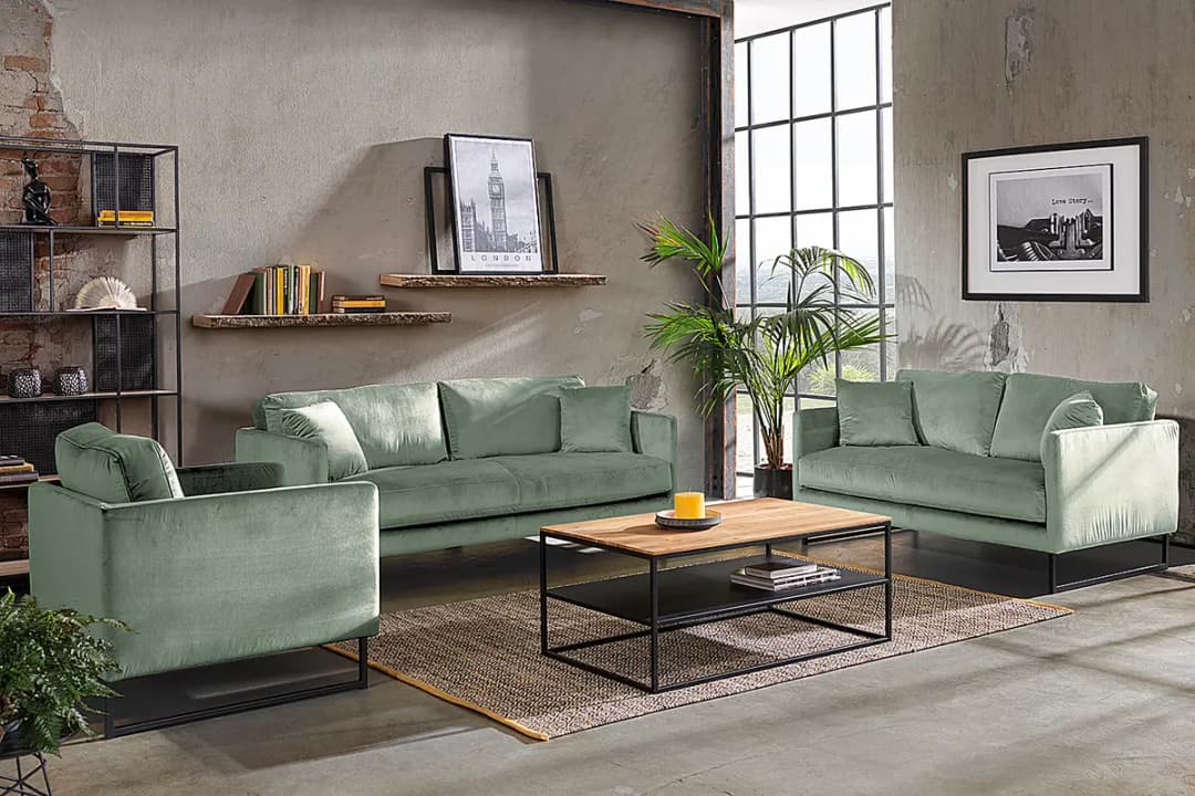 2-Sitzer Sofa Maronen Grün Samt Ravi | Grün